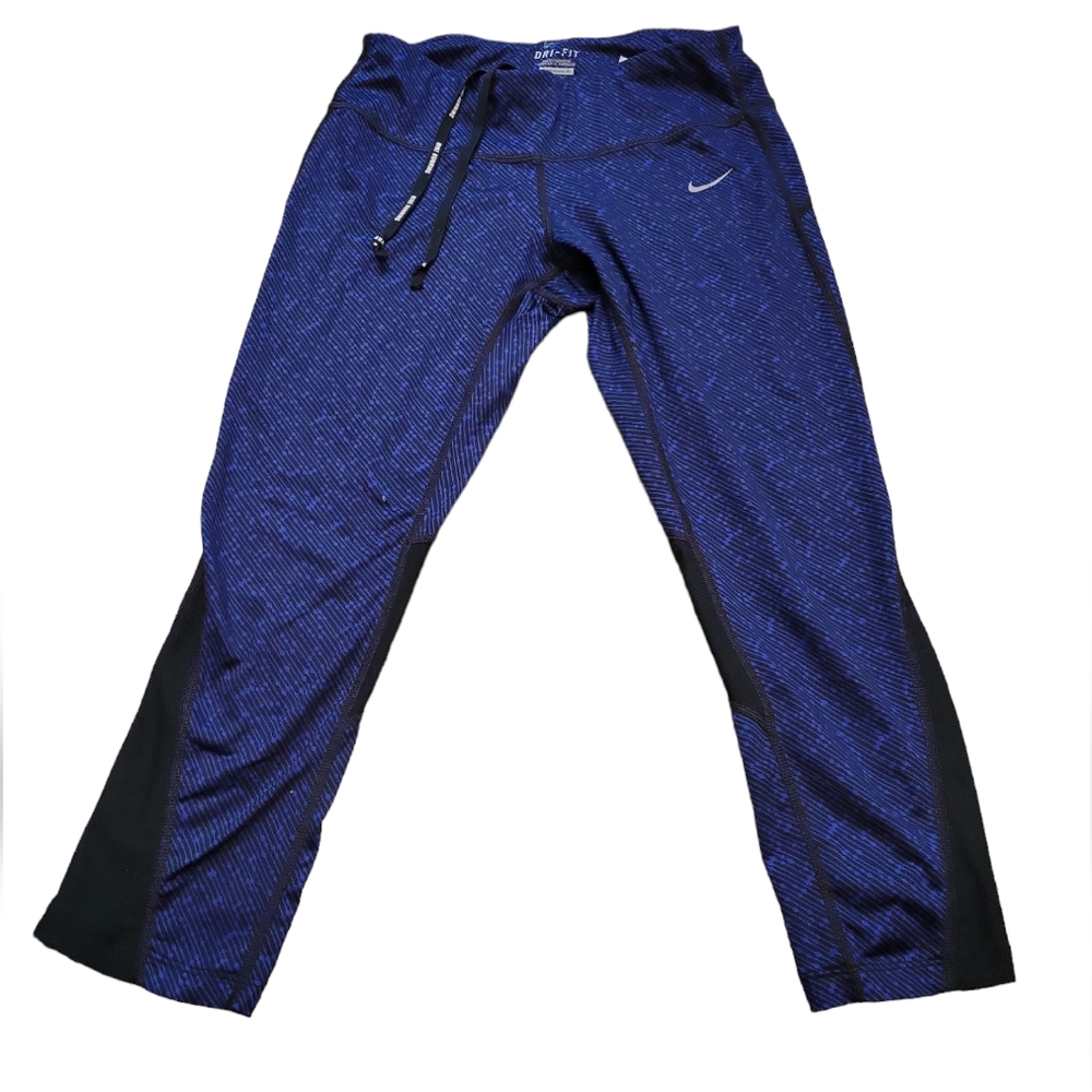 Nike dri fit women's running Capri mesh behind knee panel